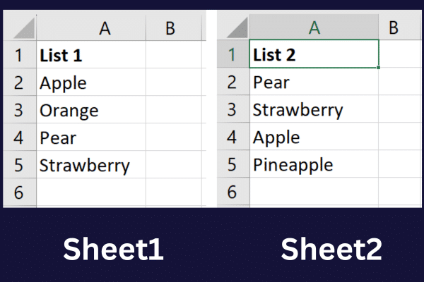 Compare Two Excel Sheets To Find Duplicates