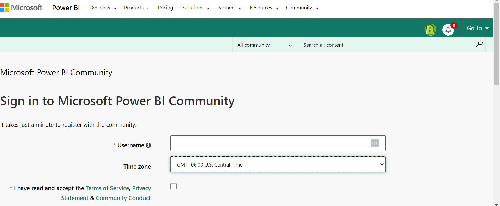 How to sign in to the Microsoft Power BI community