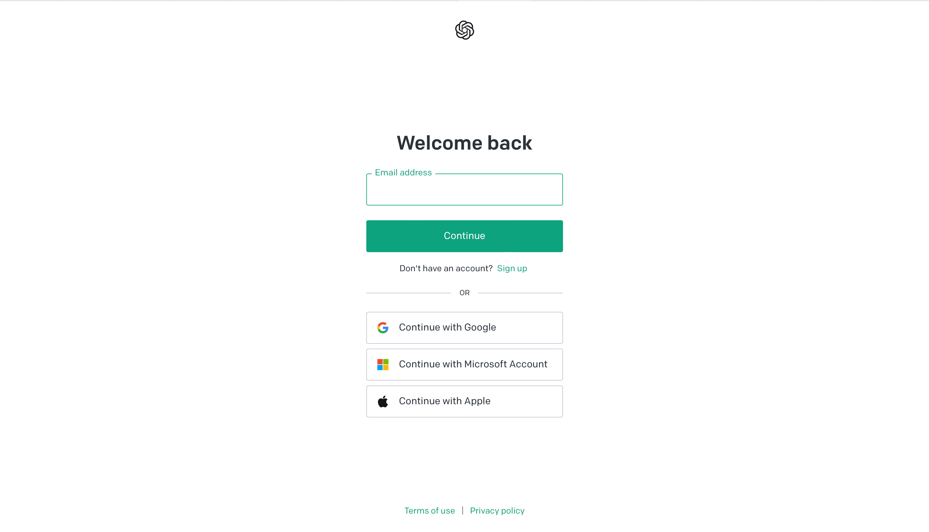 ChatGPT login page