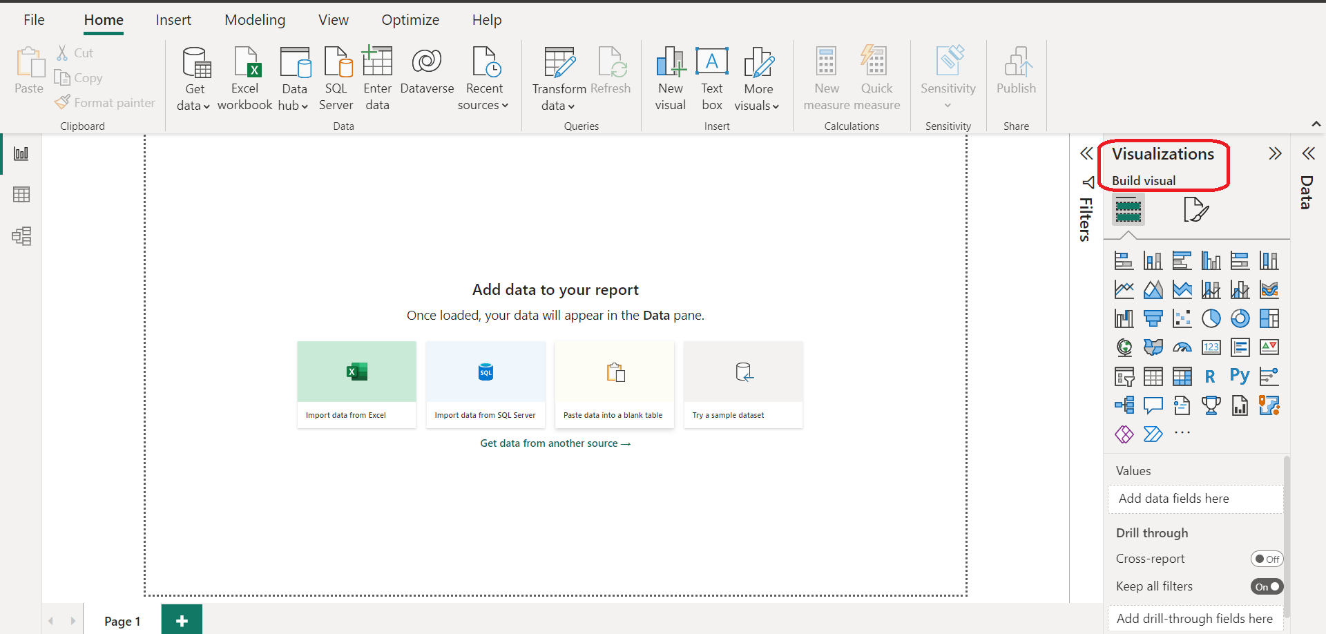 Visualizations on Power BI desktop