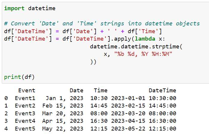 Converting Date and Time strings into datetime objects