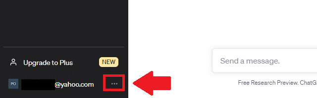 Click on the three dots next to your email address to access your ChatGPT settings