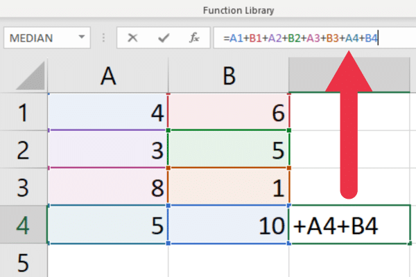 Formula bar showing the formula in Excel
