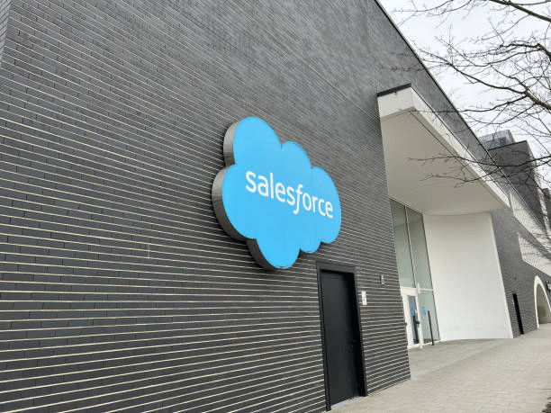 A building with Salesforce logo
