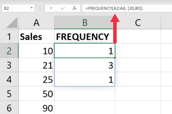 frequency function in excel spreadsheet