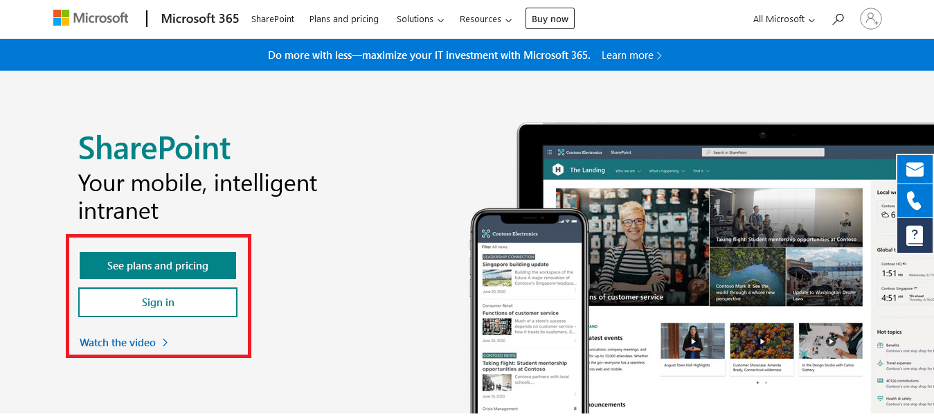 SharePoint sign-up page