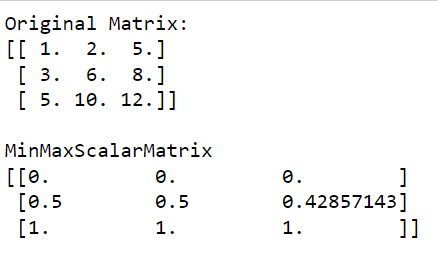 Normalizing array using MinMaxScalar