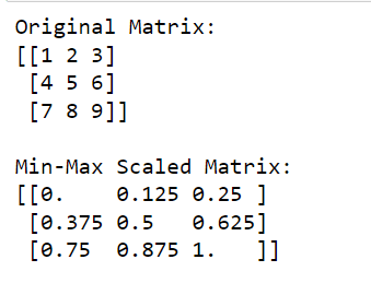 Min-max scaling of NumPy array