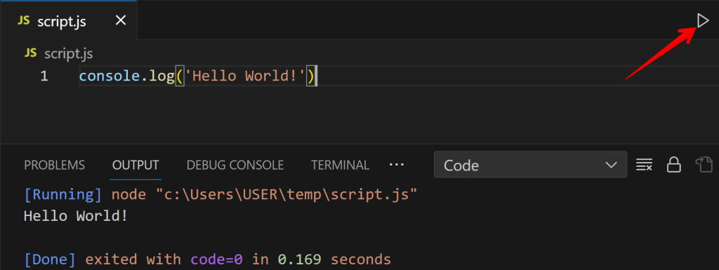 run the javascript code