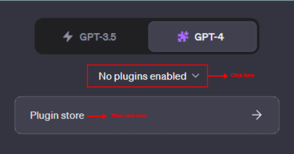 Navigating to plugin store