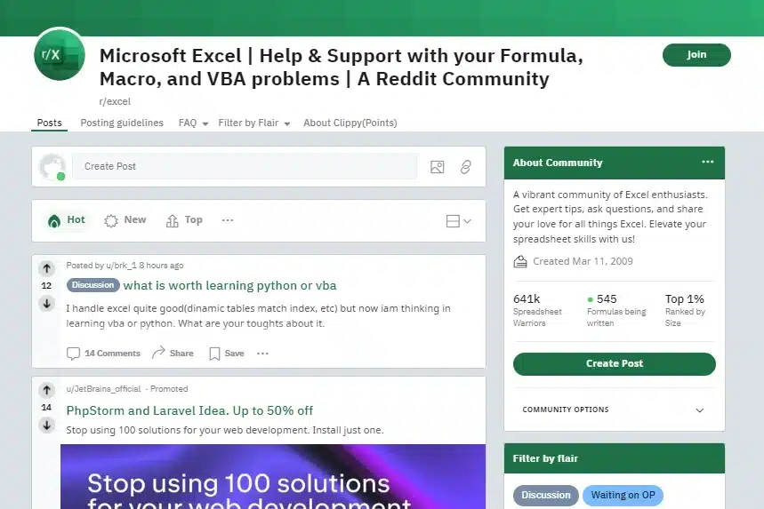 Excel communities and forums like Reddit