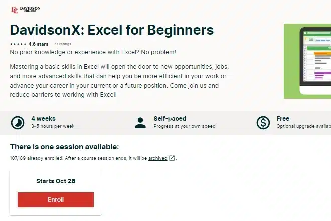 Excel for beginners by edX
