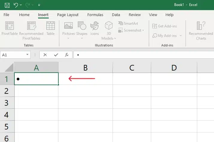 using character code to insert bullet points in excel