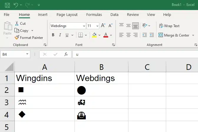 using wingdings and webdings to make bullet symbols in excel