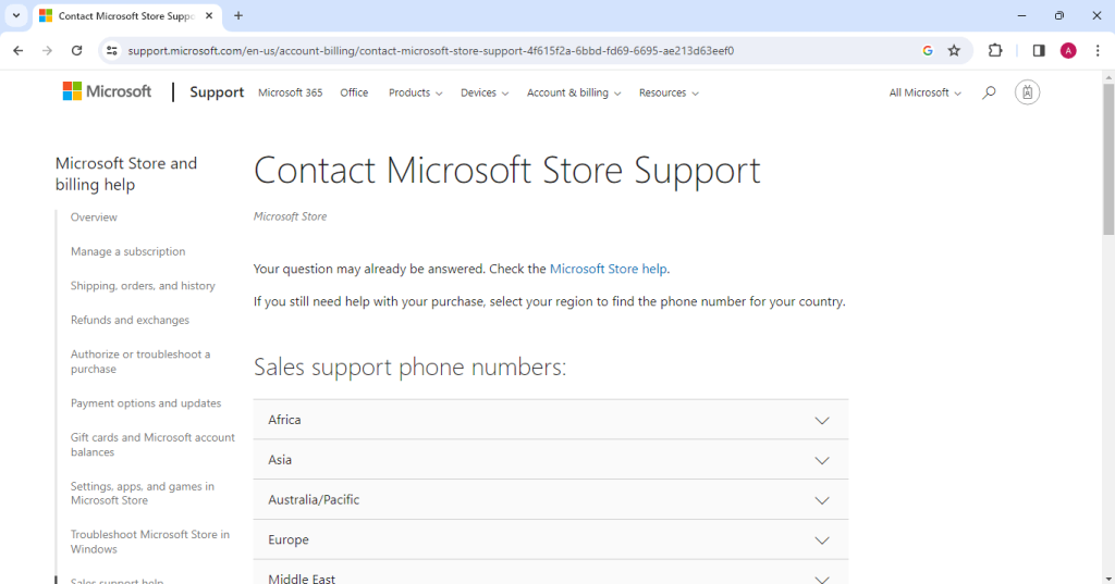 Microsoft Store Support