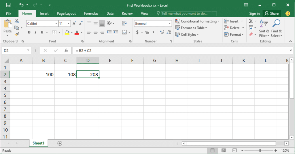 Performing Calculations with simple excel formulas