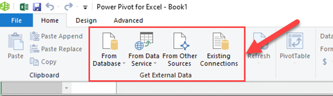 Get data to Excel Power Pivot
