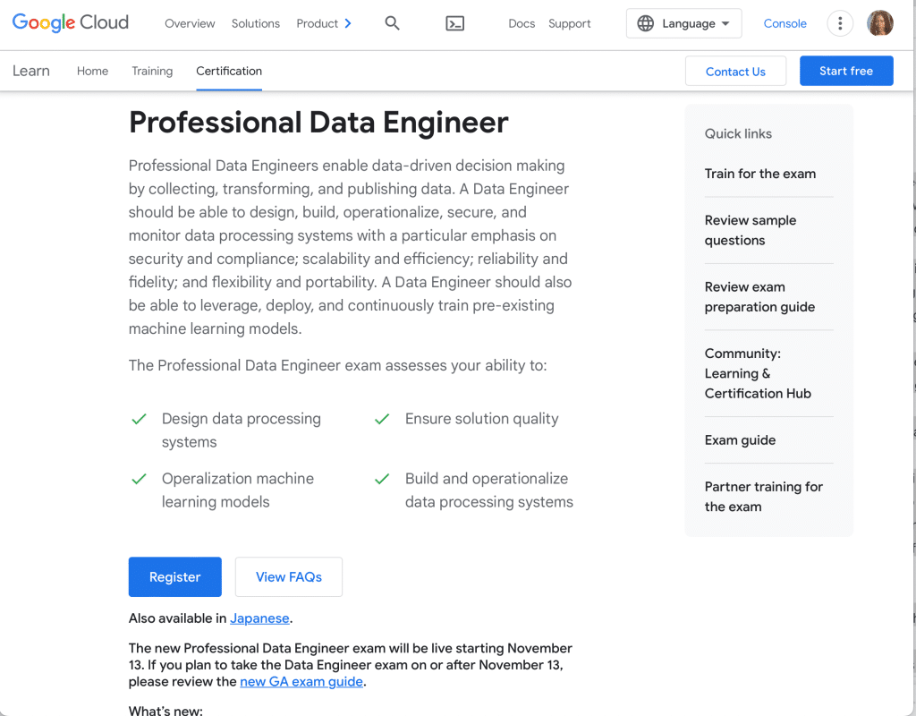 Google Cloud Professional Data Engineers certification