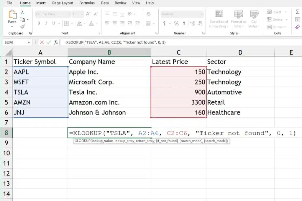 tracking stocks with the vlookup functions