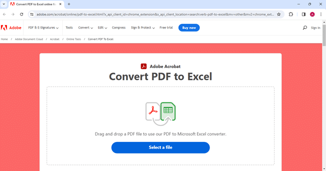 Adobe Acrobat - Convert PDF to Excel