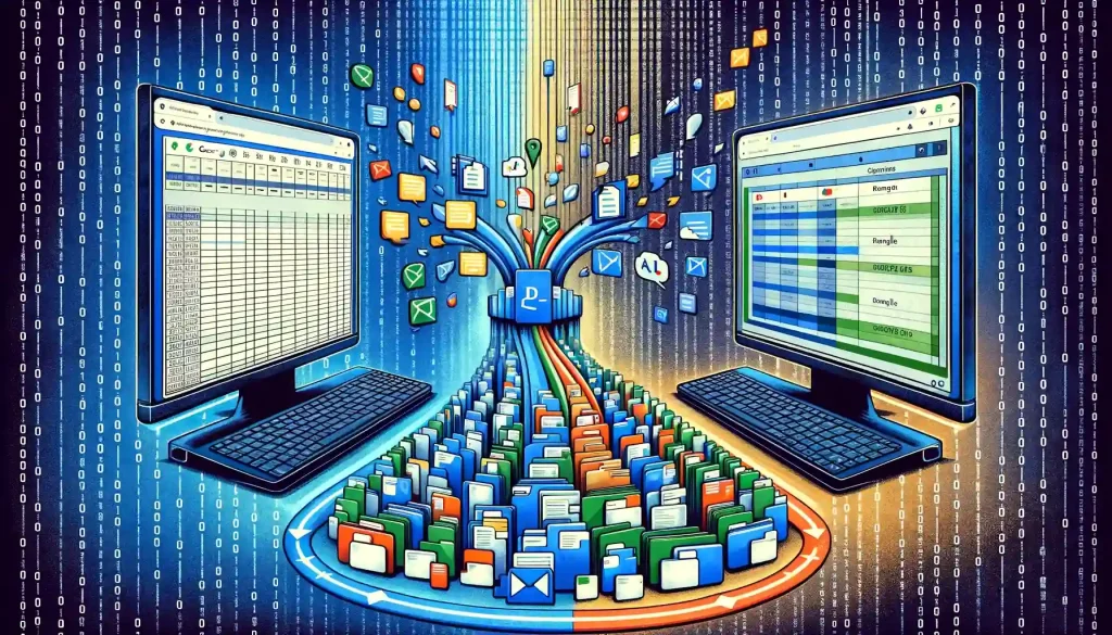 an illustration showing file sharing between excel and google sheets