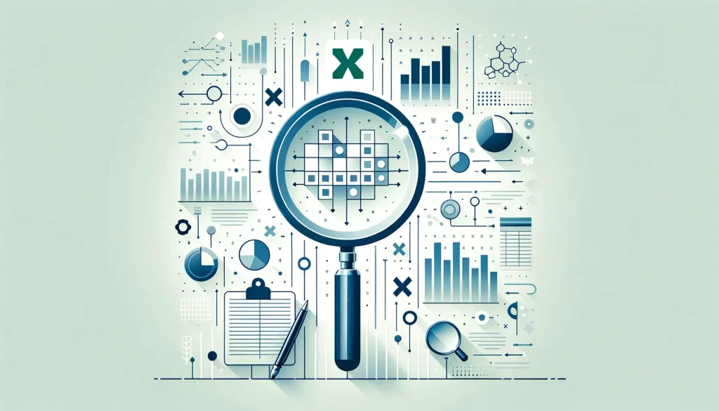 a magnifying glass looking for information in excel