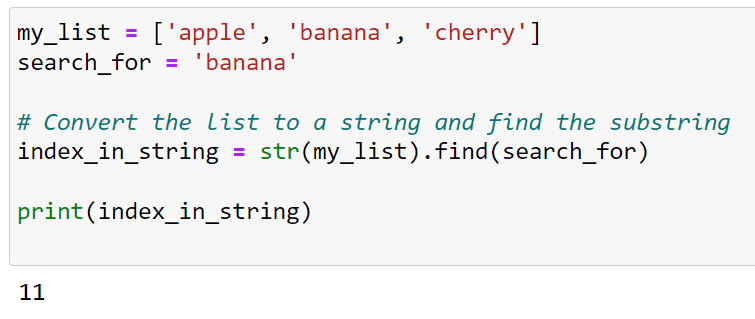 Finding List Element Index Using The find() Method