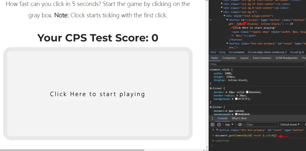 Go to the console and type in the code to test your autoclicker.