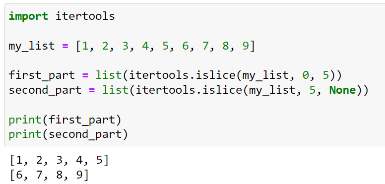 Using itertools to split Python list