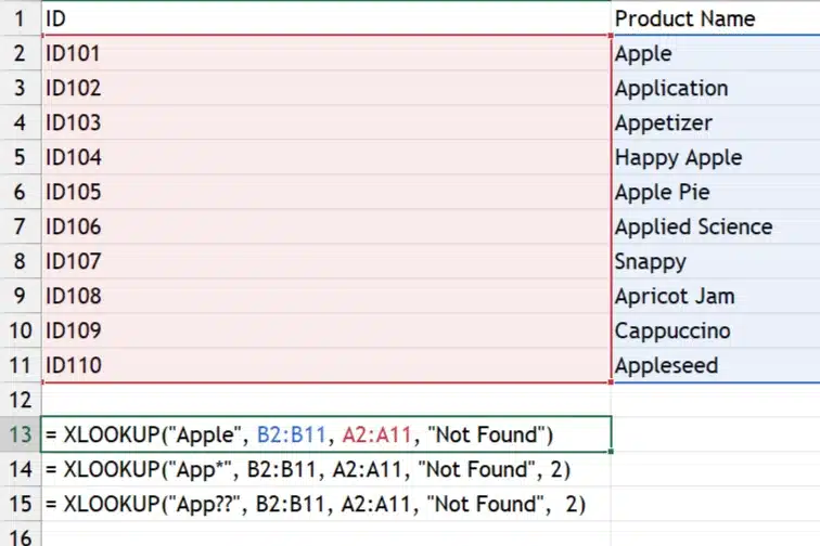 function search and matching with the xlookup function