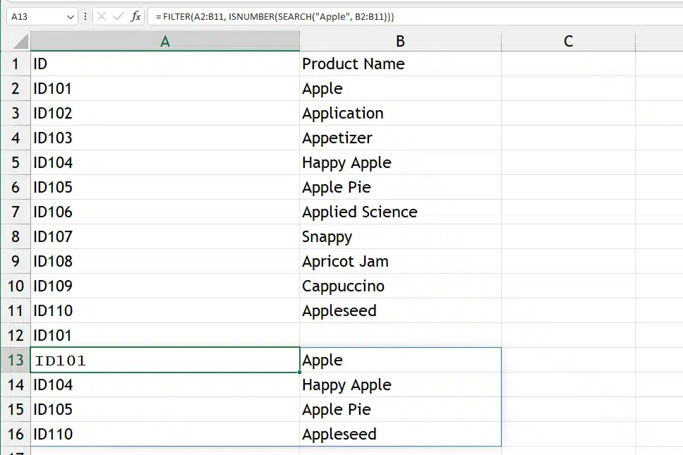 applying the filter with xlookup for advanced extractions