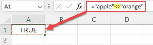 Does not equal sign with Text values
