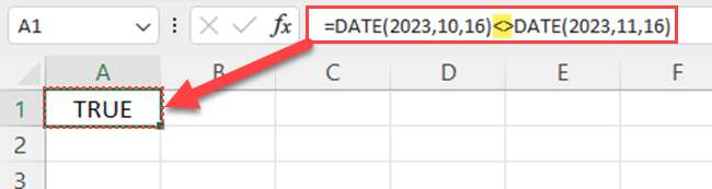 Does not equal signs with Dates