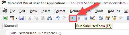 Visual Basic Application (VBA) - Run icon