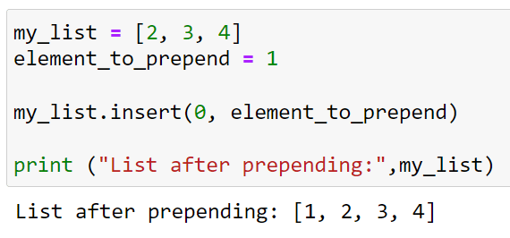 Prepending to a List Using insert() Method