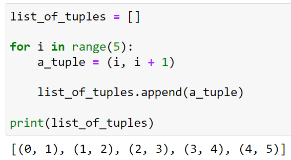 Creating a list of tuples using a loop
