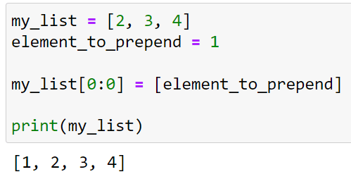 Prepending to a List Using a Slice Assignment