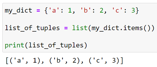 Creating a list of tuples from a dictionary