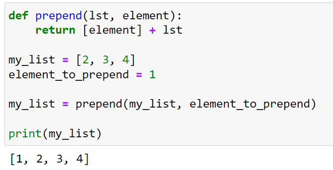 Prepending to a List Using a Custom Function