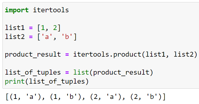 Creating a List of Tuples Using itertools.product