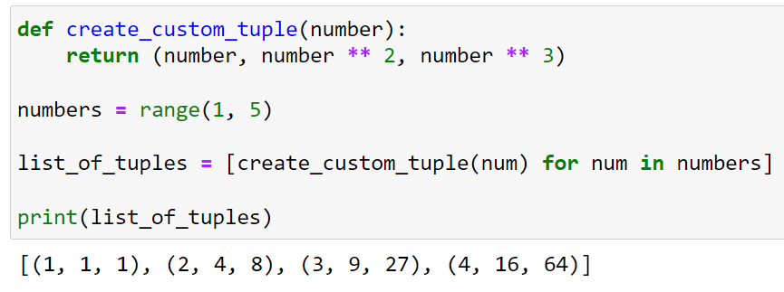 Creating a List of Tuples using a custom function