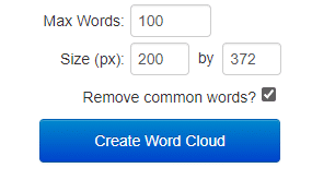 set the size of the words as well as the max words for the word cloud