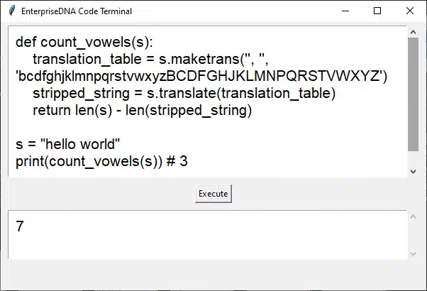 using the python translate method to get the correct count