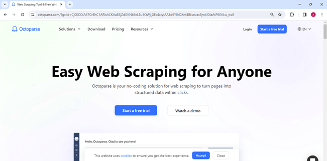 Octoparse - Web scraping tool