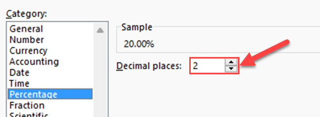 Number of decimal places