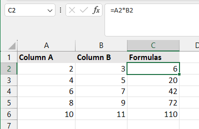 use the asterisk symbol in the formula cell