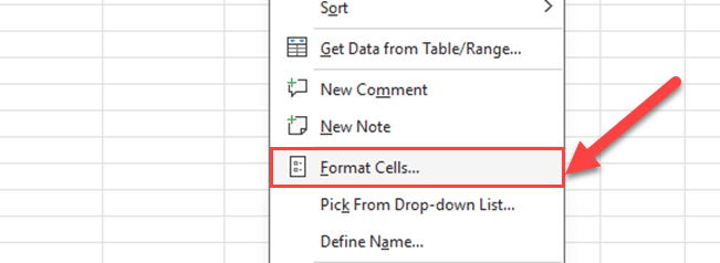 Open the Format Cells dialog box