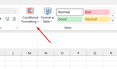 Click on the Conditional Formatting option in the Styles group.