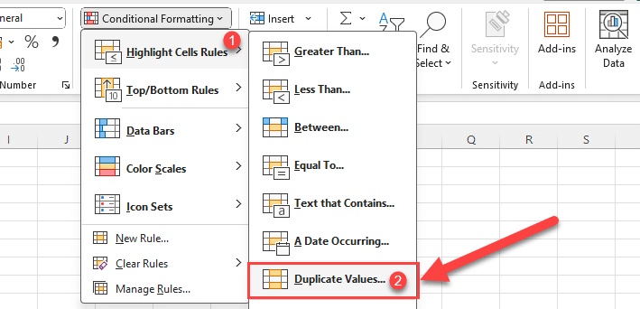 Excel Conditional Formatting to highlight duplicate values