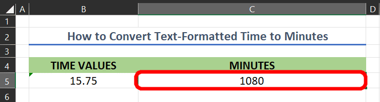 Using the minute function to convert minutes from text string of 15.75